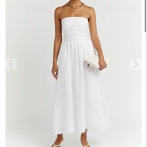NWT DISSH Lexi white linen midi dress- Size US6